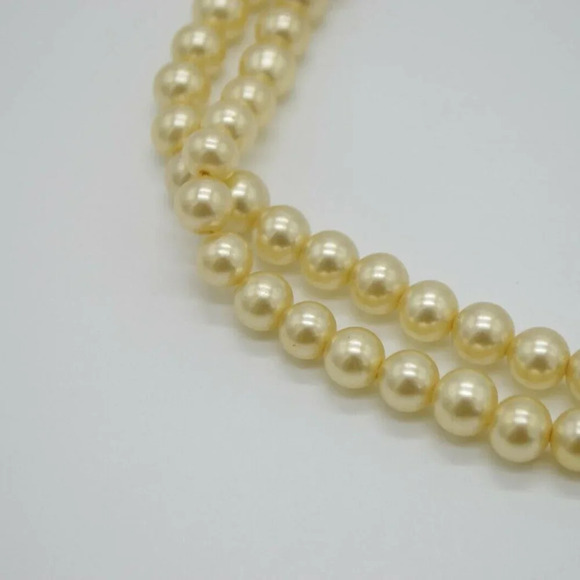 Champagne Faux Glass Pearl Dual Strand Choker - Picture 2 of 6